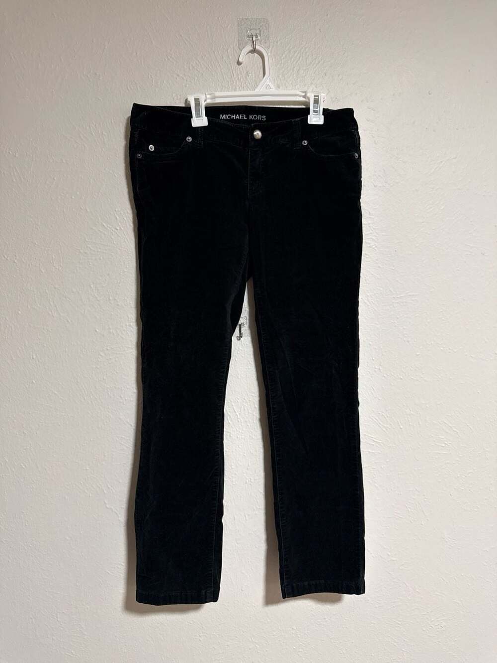 Michael Kors Women's Black Velvet Corduroy Straight Leg Pants Size 4